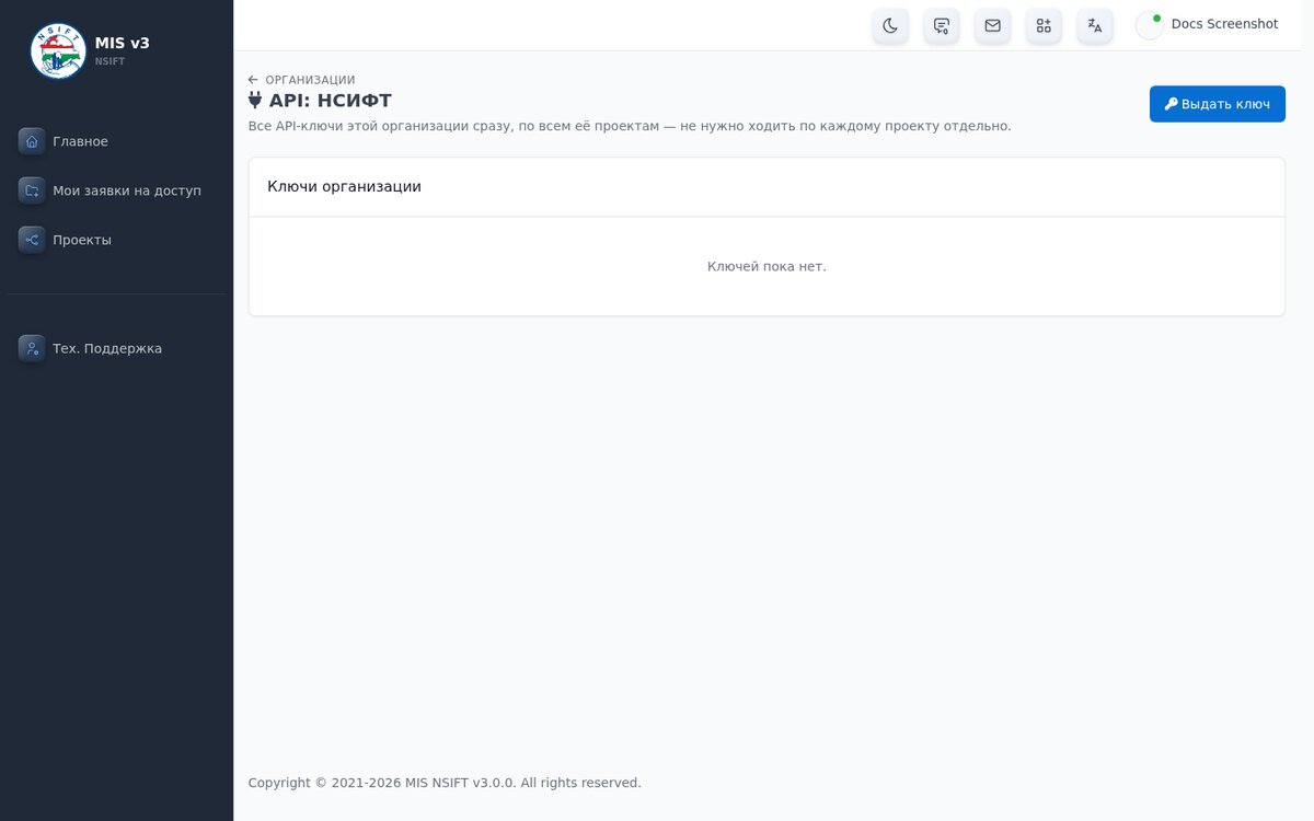 API — скриншот интерфейса