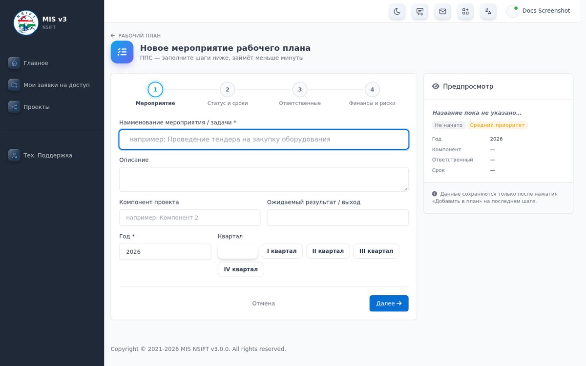 Рабочие планы — шаг 2